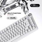 Cybeart Nighthawk 75 TKL Tri-Mode Wireless RGB Gaming Keyboard - White-Cybeart MK II Gen 1 pre-lubed switches with 1.5 mm actuation and 60 million keystroke durability for fast precision. Full N-Key Rollover with 100 % anti-ghosting ensures every keystroke registers accurately