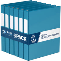 Davis Group Premium Economy Binder - D Ring - 1" - Turquoise Blue - 6 Pack-3 Ring Binder