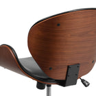 Flash Furniture Mid-Back Walnut Wood Swivel Conference Chair - Black Leather-Tilt Tension Adjustment Knob