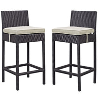 Modway Lift Outdoor Patio Bar Stool - Espresso Beige - Set of 2-For entertaining or everyday use
