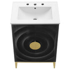 Modway Beau 24" Wood Bathroom Vanity with Basin - White/Black-8
