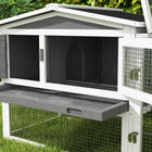 PawHut Outdoor Wooden Rabbit Hutch - Grey-Removable slide-out tray for easy and quick cleaning 