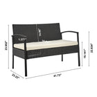 Manhattan Comfort Noli Modern Patio 4-Person Conversation 4-Piece Set with Coffee Table - Black/Cream-Coffee Table Measures: 29.53" Length, 16.14" Depth, 14.96" Height
