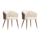 Manhattan Comfort Reeva 23.23" Modern Leatherette Upholstered Dining Chair - Walnut and Cream  - Set of 2-Modern Dining Chair for Dining Room and Task Use. Set of 2