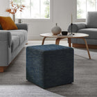 Modway Callum 17" Square Woven Heathered Fabric Upholstered Ottoman - Heathered Weave/Azure-Plastic Legs