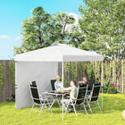Outsunny 8 ft W x 8 ft L Pop Up Canopy Tent with Sidewall and Carry Bag - White-Equipped with a handy bag for easy movement