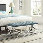 Modway Intersperse Bench - Sea Blue-Silver Stainless Steel Base