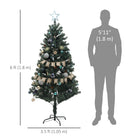 HOMCOM 6' Pre-Lit Artificial Christmas Tree with LEDs and Decorations - Green-Flame retardant branches for safety 