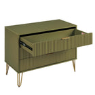 Manhattan Comfort DUMBO 35.19" Modern Dresser - Olive Green-Snap It Assembly! Includes High Quality Internal Click Grooves for a Simple Assembly, No Tools Required!