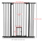 PawHut 41" Pet Gate with Walk Through Door - Black-Adults can open the door with a hand by sliding the button on both ends at the same time and lifting