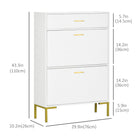 HOMCOM Modern Shoe Storage Organizer with Flip Doors - White-The inner shelf is adjustable in 2 levels to meet shoes of different heights