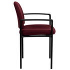 Flash Furniture Comfort Burgundy Fabric Stackable Steel Side Reception Chair with Arms-Stacks up to 5 Chairs High