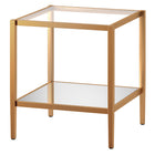 Hudson&Canal Hera 20"W Square Side Table with Mirror Shelf - Brass-Top has a weight capacity of 40 lbs, shelf can hold 20 lbs