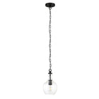 Hudson&Canal Verona 7" Wide Pendant with Glass Shade - Blackened Bronze/Clear-Mid-century modern design for your entryway, foyer, or kitchen