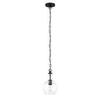 Hudson&Canal Verona 7" Wide Pendant with Glass Shade - Blackened Bronze/Clear-Mid-century modern design for your entryway, foyer, or kitchen