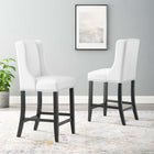 Modway Baron Faux Leather Counter Stool - White - Set of 2-Dense Foam Padding for Comfort