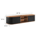 Modway Fortitude 63" Wall-Mounted TV Stand - Walnut Black-Adjustable Shelves