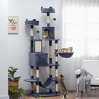 PawHut 81" Large Cat Tree with Scratching Posts, Condos and Beds - Dark Grey-Made from particleboard and a large base for stability 