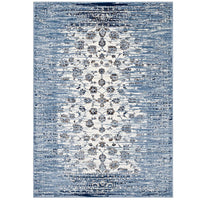 Modway Chiara Distressed Floral Lattice Contemporary Area Rug - 8 ft W x 10 ft L - Moroccan Blue/Ivory-Distressed Floral Lattice Area Rug