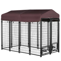 PawHut Outdoor Dog Kennel - 8' x 4' x 6' - Red-12 solid wire sheets and metal frame enhance stability and ensure a daily use 