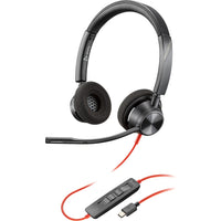 HP Poly Blackwire 3320 Stereo USB-C Headset  with USB-C/A Adapter-Earpiece Design: On-Ear (Stereo), Closed-Back