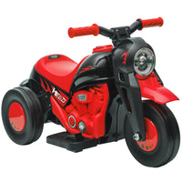 Qaba 3 Wheels 6V Kids Electric Motorcycle with LED Headlight - Black-Allows forward and backward movement for varied driving experiences 