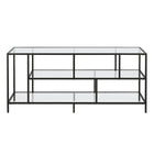 Hudson&Canal Winthrop TV Stand with Glass Shelves for TV's up to 60" - Blackened Bronze-A modern contemporary design accommodates TVs up to 60" for your entertaining space