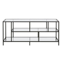 Hudson&Canal Winthrop TV Stand with Glass Shelves for TV's up to 60" - Blackened Bronze-A modern contemporary design accommodates TVs up to 60" for your entertaining space