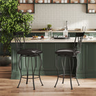 Homy Casa Classic Swivel 26" Counter Height Bar Stools with Black Faux Leather - 4 Pack-Swivel Functionality: Full 360-degree swivel for easy movement and access.
