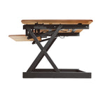Rocelco 46" Corner Adjustable Height Desk Riser with Enhanced Vertical Range, Teak-New wider keyboard tray to accommodate ergonomic and gaming keyboards