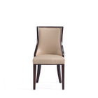 Manhattan Comfort Grand 18.5" Traditional Faux Leather and Velvet Upholstered Dining Chair - Tan - Set of 4-Weight Capacity: 300 lb. Seat Height: 18.5"