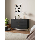 Manhattan Comfort DUMBO 35.19" Modern Dresser - Black-Includes 3 Full Extension Drawer with Top Drawer Designed in Vertical Textured Ribbed Lines.