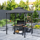 Outsunny 8' x 5' Grill Gazebo, BBQ Shelter with LED Light - Dark Grey ...