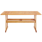 Modway Hatteras 59" Rectangle Outdoor Patio Eucalyptus Wood Dining Table - Natural-Slatted Wood Top