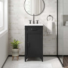 Modway Steamforge 18" Bathroom Vanity - White/Black-Shelving With Plumbing Cutout