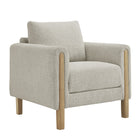 Modway Hawken Boucle Fabric Accent Armchair - Parchment Beech-Living Room Accent Chair