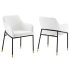 Modway Jovi Performance Velvet Dining Armchair - Black/White - 2 Pack-Retro Modern Dining Armchair