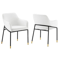 Modway Jovi Performance Velvet Dining Armchair - Black/White - 2 Pack-Retro Modern Dining Armchair