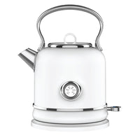 JS Gourmet Retro Collection 1.7 L Electric Stainless Steel Kettle - White-1.7 L capacity