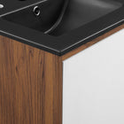 Modway Transmit 18" Wall-Mount Bathroom Vanity - Walnut/Black-Particleboard and Walnut Grain Veneer