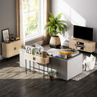 HOMCOM Nordic 35.4" L Sideboard Buffet Cabinet with Storage - Oak-Anti-tipping design enhances safety in daily use