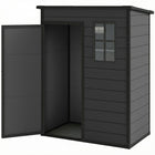 Outsunny Outdoor Storage Garden Shed with Lockable Door - 5' x 3' - Dark Grey-Constructed from polypropylene resin plastic with steel reinforcement for added durability
