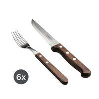 Tramontina BBQ Stainless Steel Steak Knife & Fork Set – Polywood Handle - Serrated - Outdoor Dining - 12 Piece Set-Ideal for setting up your barbecue meal table