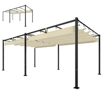 Outsunny Pergola with Retractable Canopy for Patio - 19' x 10' - Cream-Expansive 18.7' x 9.7' space creates the excellent outdoor living room 