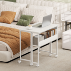 HOMCOM 31.5" Rolling Folding Desk with Wheels and Storage Bag - White-Six 360° swivel casters enhance mobility, with four brakes to secure the work desk in place
