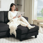 HOMCOM L Shape Sofa with Chaise Lounge - Charcoal Grey-Sleek silhouette and textured upholstery complement a modern look