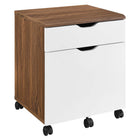 Modway Envision 73.5" Wood Desk and File Cabinet Set - Walnut White-Assembly Required