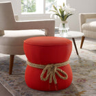 Modway Beat Nautical Rope Upholstered Fabric Ottoman - Atomic Red-Polyester Fabric Upholstery