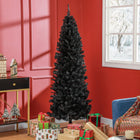 HOMCOM 7' Artificial Christmas Tree with Auto Open - Black-Branches can be opened automatically for easy assembly 