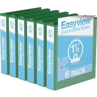 Davis Group Easyview Premium Binder - Round Ring - Customizable - 1.5" - Green - 6 Pack-3 Ring Binder
